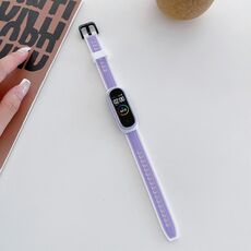 Per la fascia da polso a due colori universale di silicone universale Mi Band 6/5 (Purple+White)