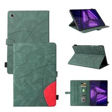 Per Lenovo Tab M10 PLUS TB-X606 10.3 pollici Dual-Color Spliping Blip PU Custodia in pelle PU con supporto e carte Slot & Sleet / Sleep / Wake-up Funzione (verde)