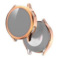 Per Samsung Galaxy Watch4 40 mm PC elettroplapato + custodia protettiva integrata in vetro temperato (oro rosa)