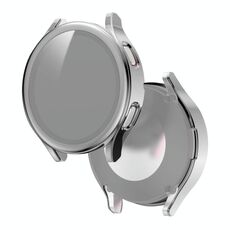 Per Samsung Galaxy Watch4 40 mm PC elettroplato + custodia protettiva integrata in vetro temperato (argento)