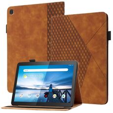 Per Lenovo Tab M10 TB-X505F / X605F Rhombus Pelle Sensazione della pelle orizzontale della tavoletta della tavoletta della tavoletta con le fessure della carta e supporto (marrone)
