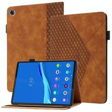 Per Lenovo TAB M10 PLUS Rhombus Skin Sent'anni a flip orizzontale tablet custodia in pelle con slot e supporto per carte (marrone)