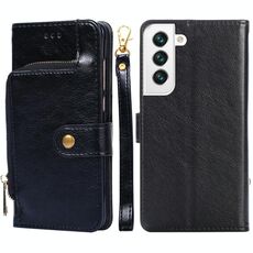 Per Samsung Galaxy S22 + 5G borsa con cerniera PU + TPU Custodia in pelle flip orizzontale con supporto e carta Slot & Portafoglio e cordino (nero)