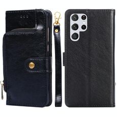 Per Samsung Galaxy S22 Ultra 5G BAG con cerniera PU + TPU Custodia in pelle flip orizzontale con supporto e carta Slot & Portafoglio e cordino (nero)