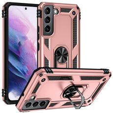 Per SAMAUNG GALAXY S22 5G custodia protettiva TPU + PC antiurto con supporto rotante a 360 gradi (oro rosa)