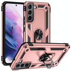 Per SAMAUNG GALAXY S22 + 5G custodia protettiva in TPU + PC antiurto con supporto rotante a 360 gradi (oro rosa)