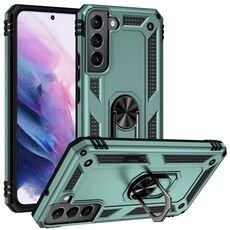 Per Samaung Galaxy S22 + 5G custodia protettiva in TPU + PC antiurto con supporto rotante a 360 gradi (verde scuro)