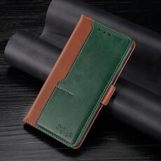 Per Samsung Galaxy S22 + 5G trama retrò contrasto colore fibbia laterale orizzontale flip custodia in pelle con supporto e carta slot e portafoglio (marrone chiaro + verde)