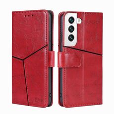 Per Samsung Galaxy S22 + 5G Cucitura geometrica Geometrica Custodia in pelle orizzontale orizzontale con supporto e slot per schede e portafoglio (rosso)