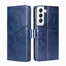 Per Samsung Galaxy S22 + 5g cuciture geometriche custodia orizzontale in pelle orizzontale con supporto e carta slot e portafoglio (blu)