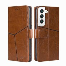 Per Samsung Galaxy S22 + 5G Cucitura geometrica Geometrica Custodia in pelle flip orizzontale con titolare e slot per schede e portafoglio (marrone chiaro)