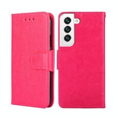 Per Samsung Galaxy S22 + 5G Trama di cristallo Custodia in pelle orizzontale in pelle orizzontale con supporto e carte slot e portafoglio (Rose Red)