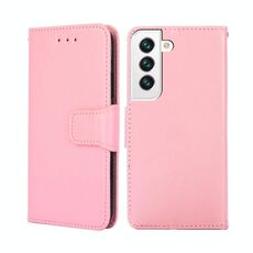 Per Samsung Galaxy S22 + 5G Trama di cristallo Struttura orizzontale Custodia in cuoio orizzontale con supporto e carta Slot & Portafoglio (rosa)