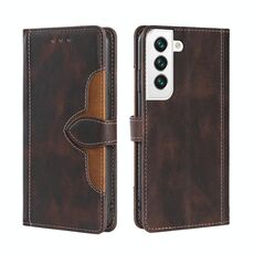 Per Samaung Galaxy S22 + 5G Skin Self Sentise Cappello di paglia Casetta orizzontale in pelle flip con supporto e slot per schede (marrone)