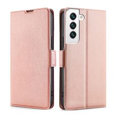 Per Samaung Galaxy S22 + 5G Fibbia a tensione ultra-sottile PU + TPU Custodia in pelle flip orizzontale con supporto e slot per schede (oro rosa)