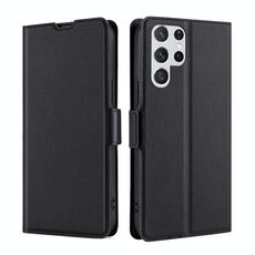 Per Samaung Galaxy S22 Ultra 5G fibbia a tensione ultra-sottile PU + TPU Custodia in pelle flip orizzontale con supporto e slot per schede (nero)