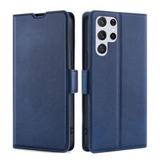 Per Samaung Galaxy S22 Ultra 5G fibbia a tensione ultra-sottile PU + TPU custodia in pelle flip orizzontale con supporto e slot per schede (blu)