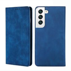 Per Samaung Galaxy S22 + 5G Sensazione della pelle MAGNETICA Custodia in pelle flip orizzontale con supporto e slot per schede (blu)