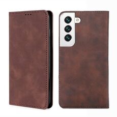 Per Samaung Galaxy S22 + 5G Pelle Sensazione della pelle MAGNETIC GRANDE GRANDE IN PELLE IN BIGLIZZATORE CON PORTA E SLOT DI CARTA (Brown scuro)