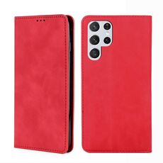 Per SAMAUNG GALAXY S22 Ultra 5G Sensazione della pelle MAGNETICA in pelle flip orizzontale con supporto e slot per schede (rosso)