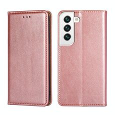 Per SAMAUNG GALAXY S22 + 5G Custodia in pelle orizzontale a colori Pure Color Pure con titolare e carta Slot & Portafoglio (oro rosa)