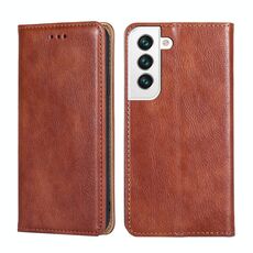 Per Samaung Galaxy S22 + 5G Colore puro Custodia a flip orizzontale a colori magnetici con supporto e slot per schede e portafoglio (Brown)
