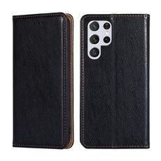 Per Samaung Galaxy S22 Ultra 5G Custodia in pelle a flip orizzontale a colori puro con titolare e carta Slot & Portafoglio (nero)