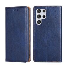 Per Samaung Galaxy S22 Ultra 5G Colore Pure Color Magnetic Horizontal Custodia in pelle con supporto e carta Slot & Portafoglio (blu)