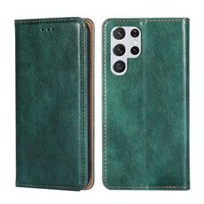 Per Samaung Galaxy S22 Ultra 5G Colore Pure Color MAGNETICO Custodia in pelle flip orizzontale con supporto e slot per schede e portafoglio (verde)
