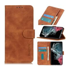 Per Samsung Galaxy S22 Ultra 5G Khazneh Texture retrò PU + TPU Custodia in pelle flip orizzontale con supporto e carte e portafoglio (marrone)