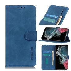 Per Samsung Galaxy S22 Ultra 5G Khazneh Texture retrò PU + TPU Custodia in pelle flip orizzontale con supporto e carta Slot & Portafoglio (blu)