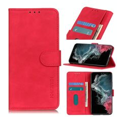 Per Samsung Galaxy S22 Ultra 5G Khazneh Retro Texture PU + TPU Custodia in pelle flip orizzontale con supporto e carte da stampa e portafoglio (rosso)