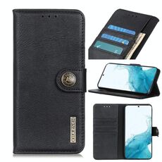 Per Samsung Galaxy S22 + 5G Khazneh Texture in pelle di vacchetta orizzontale Custodia in pelle flip con titolare e slot per schede e portafoglio (nero)