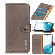 Per Samsung Galaxy S22 + 5G Khazneh Cowhide Texture Custodia in pelle a flip orizzontale con supporto e carte da stampa e portafoglio (Kaki)