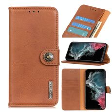 Per Samsung Galaxy S22 Ultra 5G Khazneh Texture in pelle di vacchetta in pelle orizzontale in pelle flip con titolare e slot per schede e portafoglio (marrone)
