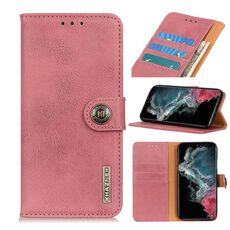 Per Samsung Galaxy S22 Ultra 5G Khazneh Texture in pelle di vacchetta orizzontale in pelle flip con supporto e carte slot e portafoglio (rosa)