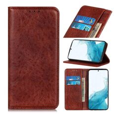 Per Samsung Galaxy S22 + 5G magnetico crazy horse trama orizzontale flip custodia in pelle con supporto e carte e portafoglio (marrone)
