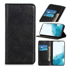 Per Samsung Galaxy S22 + 5G magnetico crazy horse texture orizzontale flip custodia in pelle con supporto e carte slot e portafoglio (nero)