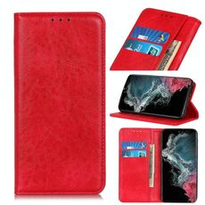 Per Samsung Galaxy S22 Ultra 5G magnetico magnetico crazy texture custodia in pelle a flip orizzontale con supporto e carta slot e portafoglio (rosso)