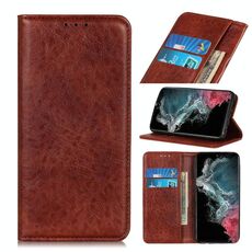 Per Samsung Galaxy S22 Ultra 5G magnetico magnetico crazy texture orizzontale in pelle flip custodia con supporto e carte e portafoglio (marrone)