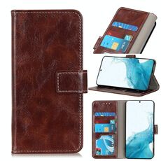 Per Samsung Galaxy S22 + 5G Retro Crazy Horse Texture Custodia in cuoio orizzontale in pelle con supporto e carte e slot per schede e cornice e portafoglio (Brown)
