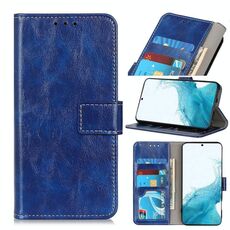 Per Samsung Galaxy S22 + 5G Retro Crazy Horse Texture Guasto in pelle flip orizzontale con supporto e carte Slot e foto Cornice e portafoglio (blu)