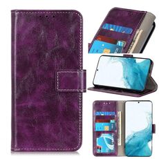 Per Samsung Galaxy S22 + 5G Retro Crazy Horse Texture orizzontale flip custodia in pelle con supporto e carte slot e foto cornice e portafoglio (viola)