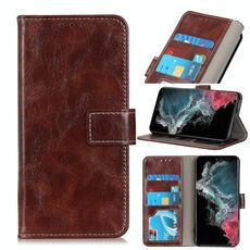Per Samsung Galaxy S22 Ultra 5G Retro Crazy Horse Texture Custodia in cuoio orizzontale in pelle con supporto e carte slot e foto Cornice e portafoglio (Brown)