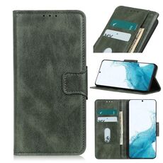Per Samsung Galaxy S22 + 5G Mirren Crazy Horse Texture Horizontal flip custodia in pelle con supporto e carte slot e portafoglio (verde scuro)