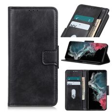 Per Samsung Galaxy S22 Ultra 5G Mirren Crazy Horse Texture Custodia in pelle orizzontale in pelle con supporto e carte slot e portafoglio (nero)