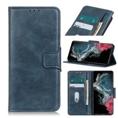 Per Samsung Galaxy S22 Ultra 5G Mirren Crazy Horse Texture orizzontale flip custodia in pelle con supporto e carte e portafoglio (blu)