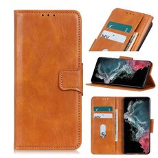 Per Samsung Galaxy S22 Ultra 5G Mirren Crazy Horse Texture orizzontale flip custodia con supporto e carte e portafoglio (marrone)