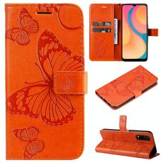 Per vivo Y20 / Y20A / Y20S Stampa pressata Pattern Butterfly Pattern Horizontal Flip PU Custodia in pelle con supporto e carte Slot & Portafoglio e cordino (arancione)