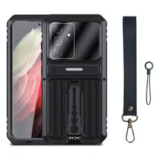 Custodia per telefono antipolvere antiurto antiurto per Samsung Galaxy S21 Ultra 5G Armor con supporto (nero)